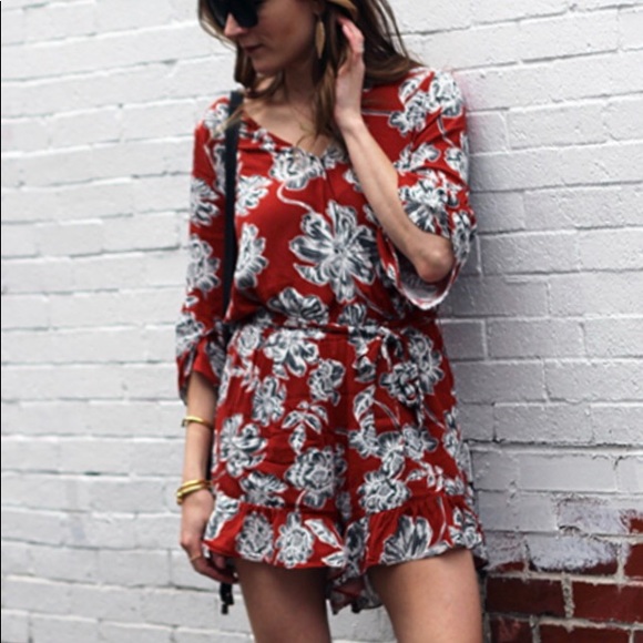 Who What Wear Dresses & Skirts - Who What Wear Floral Romper with Tie Waist
